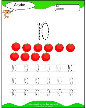 okul öncesi 1 sayısı çizgi çalışması